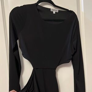 Emerald Sundae Backless Ruched Black Dress